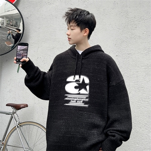 高品秋冬季连帽毛衣男复古慵懒风针织衫毛衣外套MYL3316-P65控88图片