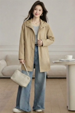 2026春装新款简约时尚休闲中长款风衣女装外套，女装短外套，阿丹