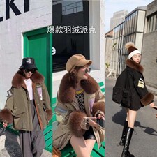 冬季派克羽绒服狐狸毛，女装羽绒服，得到THETHAT