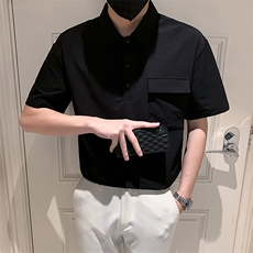 卡其2023夏装社会小伙男士纯色短袖衬衫男衬衣潮C3303-P58控价78，男装衬衫，电商A108