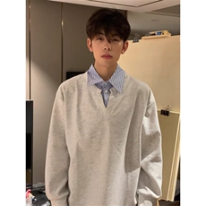 小众假两件美式复古POLO衫男春秋拼接条纹长袖T恤卫衣W3688，男装T恤，星座1116A（原606A-3）