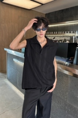 8XL-M夏竖条纹纯棉背心男韩版宽松坎肩休闲运动午休T恤肌理DX333，男装背心/马甲，电商D206-1