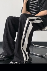 垂感冰丝阔腿拖地裤子男撞色宽松褶皱休闲长裤XZ514-2-1551-P48，男装休闲裤，星座514-2(原B239)