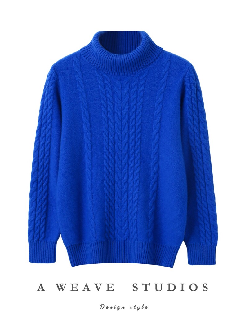 2025年秋季套头时尚百搭提取物简约高翻领长袖，男装羊毛衫，温瑞