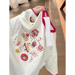 H0607-P35纯棉卡通刺绣新款宽松T恤女图片