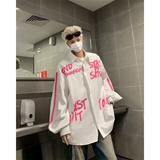 秋美式手绘涂鸦长袖衬衫HJ28P48，男装衬衫，星座1116-2