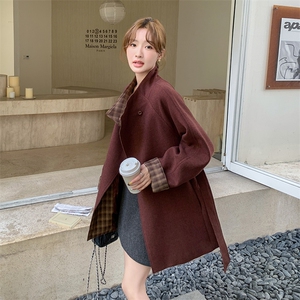 新款 现货主推袖子拼色毛呢大衣9887-P175-K258图片