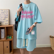 华夫格套装运动短袖t恤套装休闲两件套一套HZ84321-P44，男装T恤，电商A040