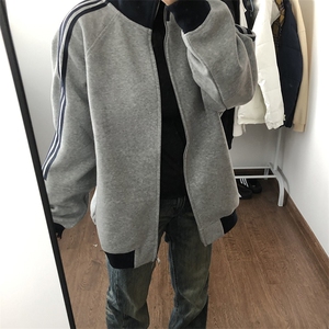 抖音得物高品质 美式高街重磅结构设计拼接织带立领卫衣外套 CM42图片