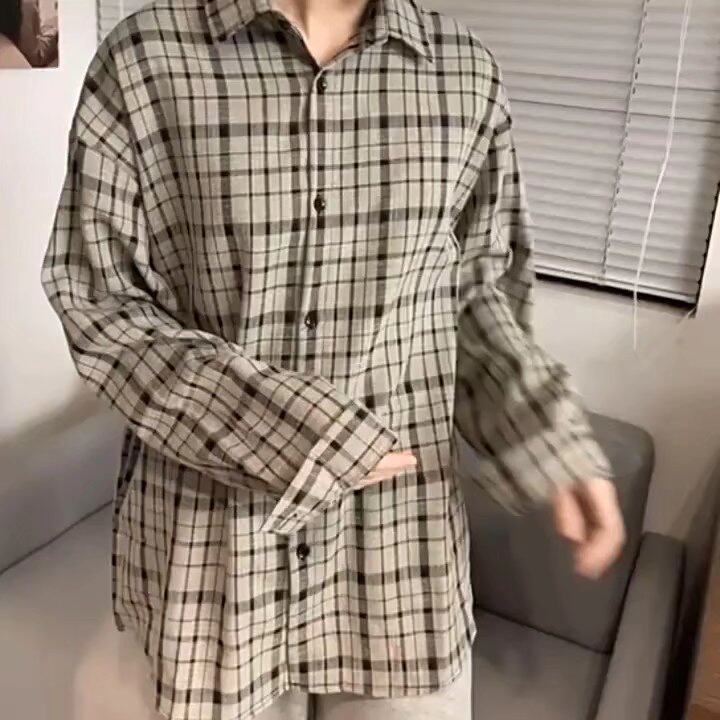 C125-P28美式格子衬衫外套男女春季设计感小众长袖衬衣宽松，男装衬衫，电商B323A