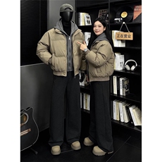 美式复古PU皮假两件连帽棉服男款冬季2026新款加厚保暖外套面包服，男装棉衣，星座506A