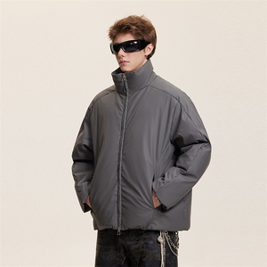 2025冬款PU皮立领双开拉链羽绒服-5622模特图-348图片