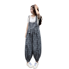 休闲气质灰色印花背带裤女夏2025新款松弛感穿搭连体裤爆款高级感，女装套装/套裙，2C259