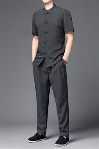 男士2023夏装套装风夏季新款短袖上衣唐装两件套潮流休闲男装图片