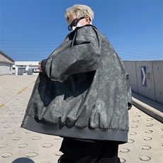 中性风痞帅男装外套美式短款潮牌工装皮衣夹克DSA157B-J189-P90，男装夹克，电商A157B