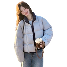 韩系设计感撞色拼接短款羽绒服女2026冬季新款时尚保暖加厚外套，女装羽绒服，2C218