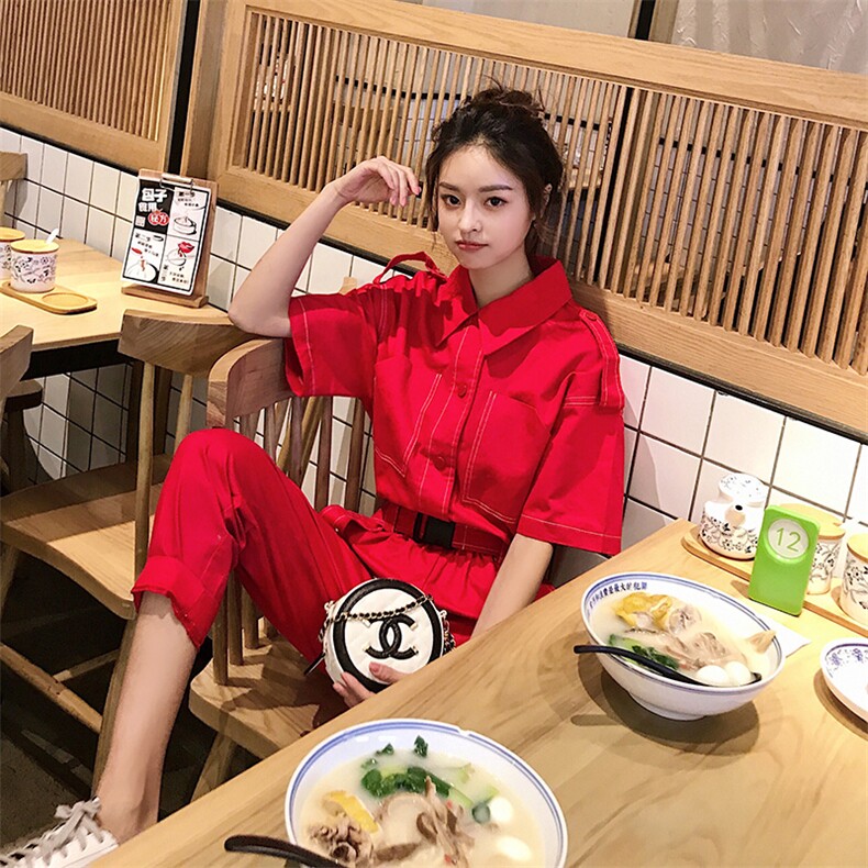 档口发图！薄款显瘦休闲收腰工装连体裤8505A-1919，女装连体裤，依依服饰