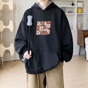 华棉春秋内景慵懒休闲宽松连帽卫衣男大码外套WY00793/P45加绒P50图片