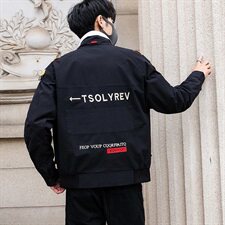 外套男19春季新款男式时尚棒球服潮流休闲翻领夹克外套DS314TP85，男装夹克，电商A102