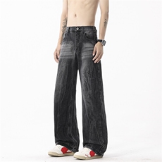 B221美式ins高街暗黑重工艺修身微喇牛仔裤LK25547-特P45控78，男装牛仔裤，电商B221