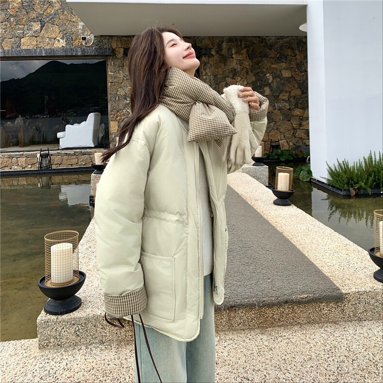 现货！2C056-7097-P285控428（浅绿色90绒羽绒服送格子围巾）,女装羽绒服,2C056