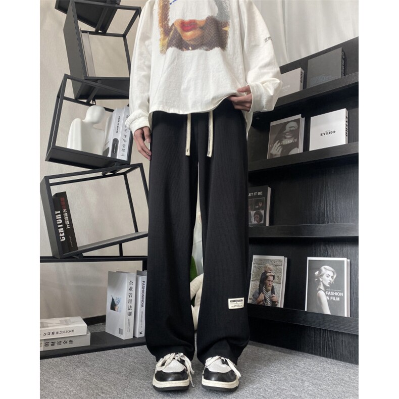抖音品质春季新款INS垂感小标宽松直筒休闲裤B315-K24023-p50控68,男装休闲裤,电商B315