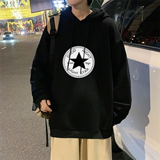 WY2008-P35加绒款-P40纯棉连帽卫衣男大码运动帽衫宽松薄外套男，男装卫衣，电商A040