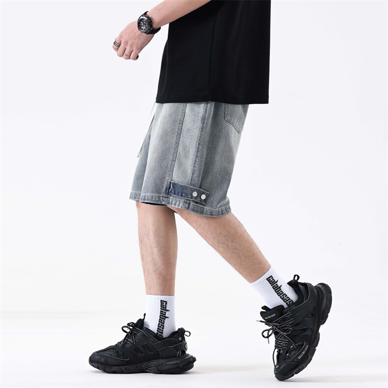 美式复古直脚裤口牛仔裤夏季显瘦高街百搭宽松直筒短裤328#-P55，男装牛仔裤，电商A178-1