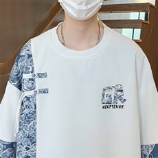 TZ25302-P55夏季休闲T恤短裤男两件套港风学生宽松短袖运动套装，男装牛仔裤，电商D310B