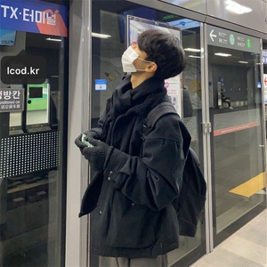 816B-WT031-P128 冬季韩男士羊羔毛翻领棉衣宽松棉服外套图片