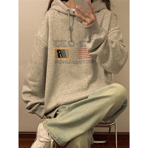 1中性风连帽抽线印花字母设计大码M-5XL潮流卫衣男WY77764P58控78图片