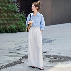 清爽宽松气质阔腿裤套装春夏2026新款时尚减龄显瘦优雅气质两件套，女装套装/套裙，姿萝菲