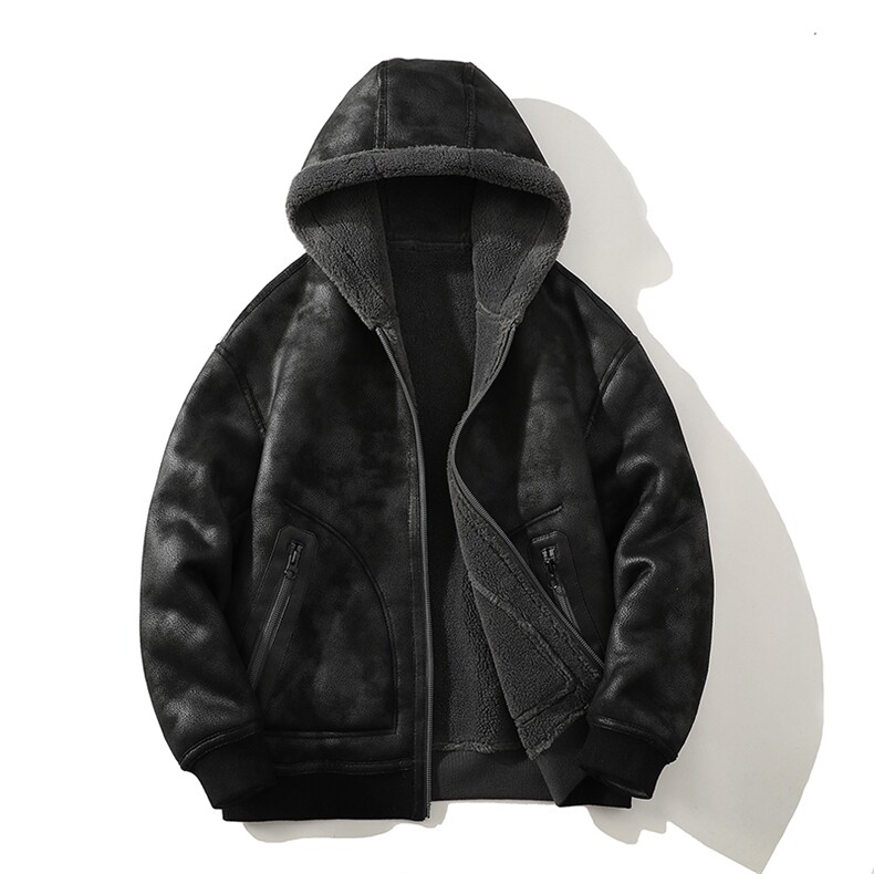 毛毯风正反两冬季保暖外套皮毛一体夹克羊羔毛连帽8910-p235，男装夹克，星座815-1（原A203A）