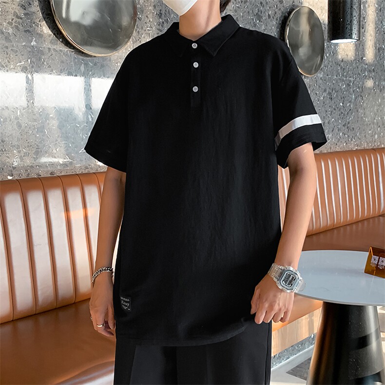 港风原宿翻领短袖T恤男加肥大码POLO衫宽松胖子立领半袖T693-P30,男装T恤,星座512-4