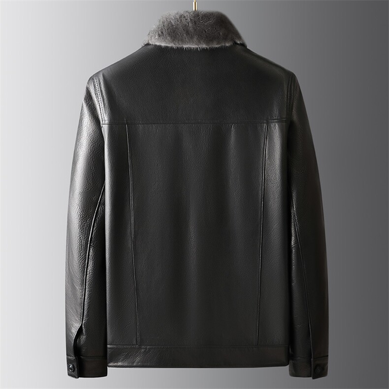 冬季新款海宁羽绒服男鹅绒皮衣加厚山羊皮外套水貂毛领P1150,男装皮衣,电商B360
