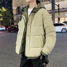 日系复古假两件连帽棉衣男冬季宽松情侣冬季棉服M0829-P103，男装棉衣，星座308B-2