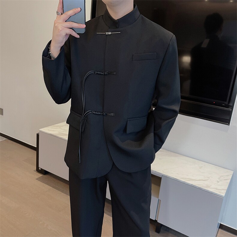新中式风男装复古金属扣设计痞帅立领西服外套中山装XZ0079P125,男装西服,电商B267