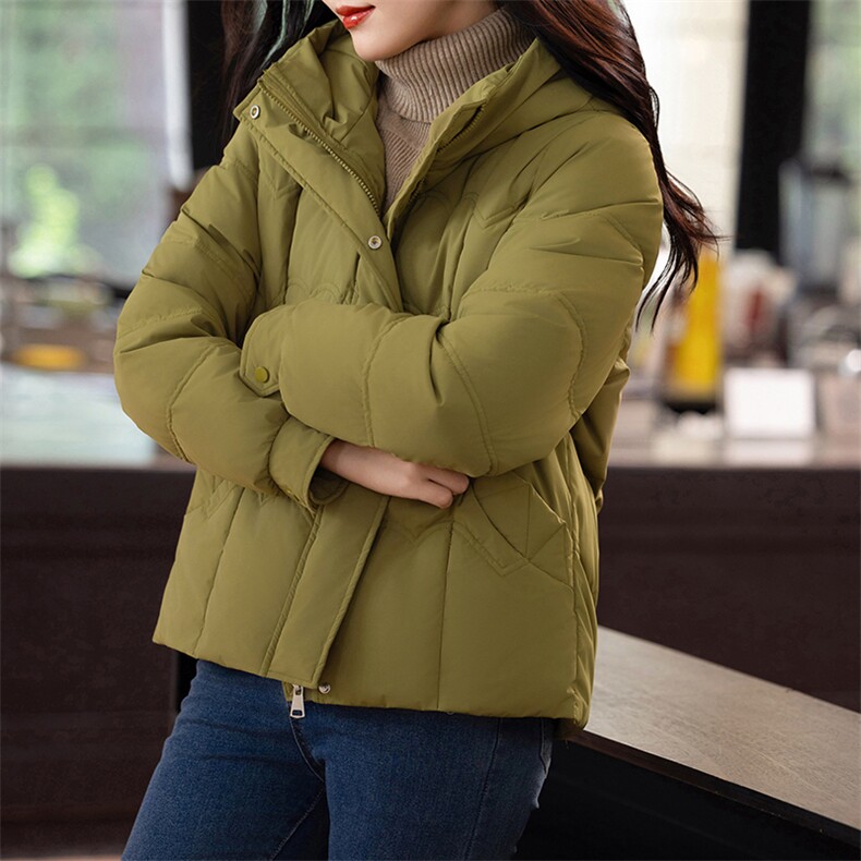 时尚百搭纯色连帽中长款棉衣女冬季保暖外套显瘦修身棉服,女装棉衣/棉服,婷思杰（原婷想服饰）