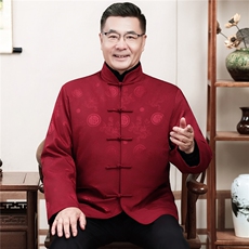 2025情侣毛领加绒中老年唐装外套爸爸妈妈喜庆生日婚宴风外套，男装民族服装，钱塘723