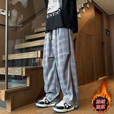 重磅加厚北极绒宽松格子休闲裤男士加绒保暖长裤K6618J厚-特P50，男装棉衣，电商A006