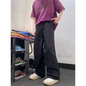 高街美式工装裤男女宽松直筒显瘦阔腿裤伞兵裤XZ211-1-K2333-P55图片