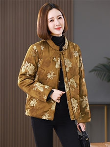 现货重工绣花亮片夹棉新中式洋气羽绒棉复古保暖棉衣女式冬季外套图片
