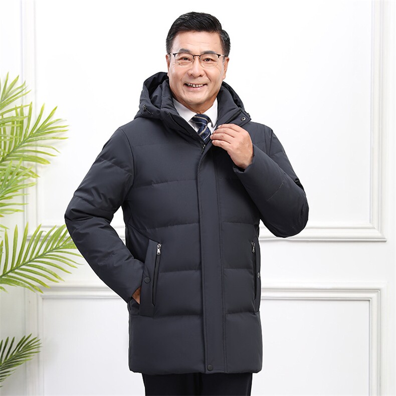 90%白鸭绒羽绒服男爸爸装加厚加大连帽短款零下防寒外套H17-P150,男装羽绒服,星座1210B