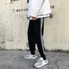 夏季薄款条纹运动裤男宽松直筒九分裤百搭束脚休闲长裤K1270-P35，男装休闲裤，星座512-2