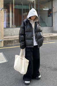8XL-M 高品质！！特大码羽绒服假两件皮棉袄连帽羽绒服YRFC02P190图片