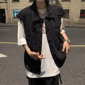 美式水洗牛仔马甲男潮牌宽松休闲百搭痞帅无袖坎肩外套M6055-P57图片