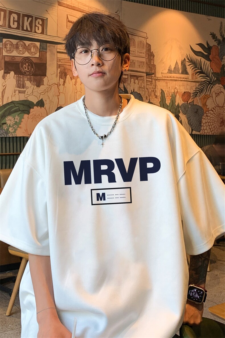 鹿皮绒短袖t恤男夏季2024新款美式潮牌宽松大码印花套头半袖上衣,男装T恤,电商B220