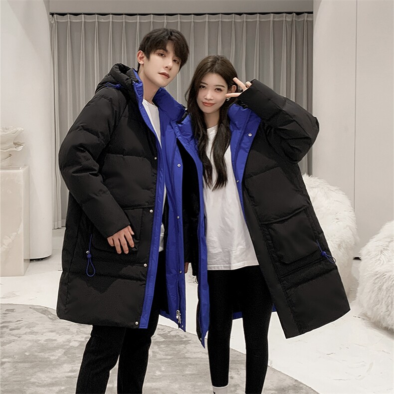 2026新款女学生情侣同款学院风羽绒服男中长款加厚过膝青年潮牌，男装羽绒服，钱塘6003（原4033）