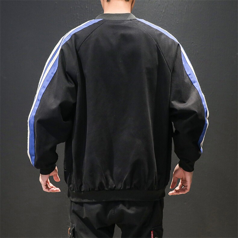 2021马切达大码秋季新日系潮牌男棒球领条纹宽松夹克J956-P75,男装夹克,电商A001