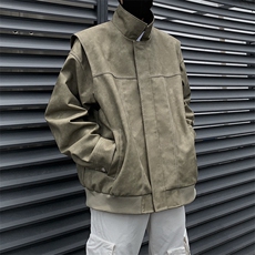 美式复古翻领皮衣外套男美拉德高级感麂皮绒情侣夹克JK232-P85，男装夹克，星座308B-2